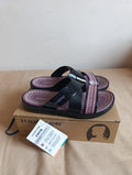 Sandales Femme LUOFU – Noir & Motif Ethnique Mauve