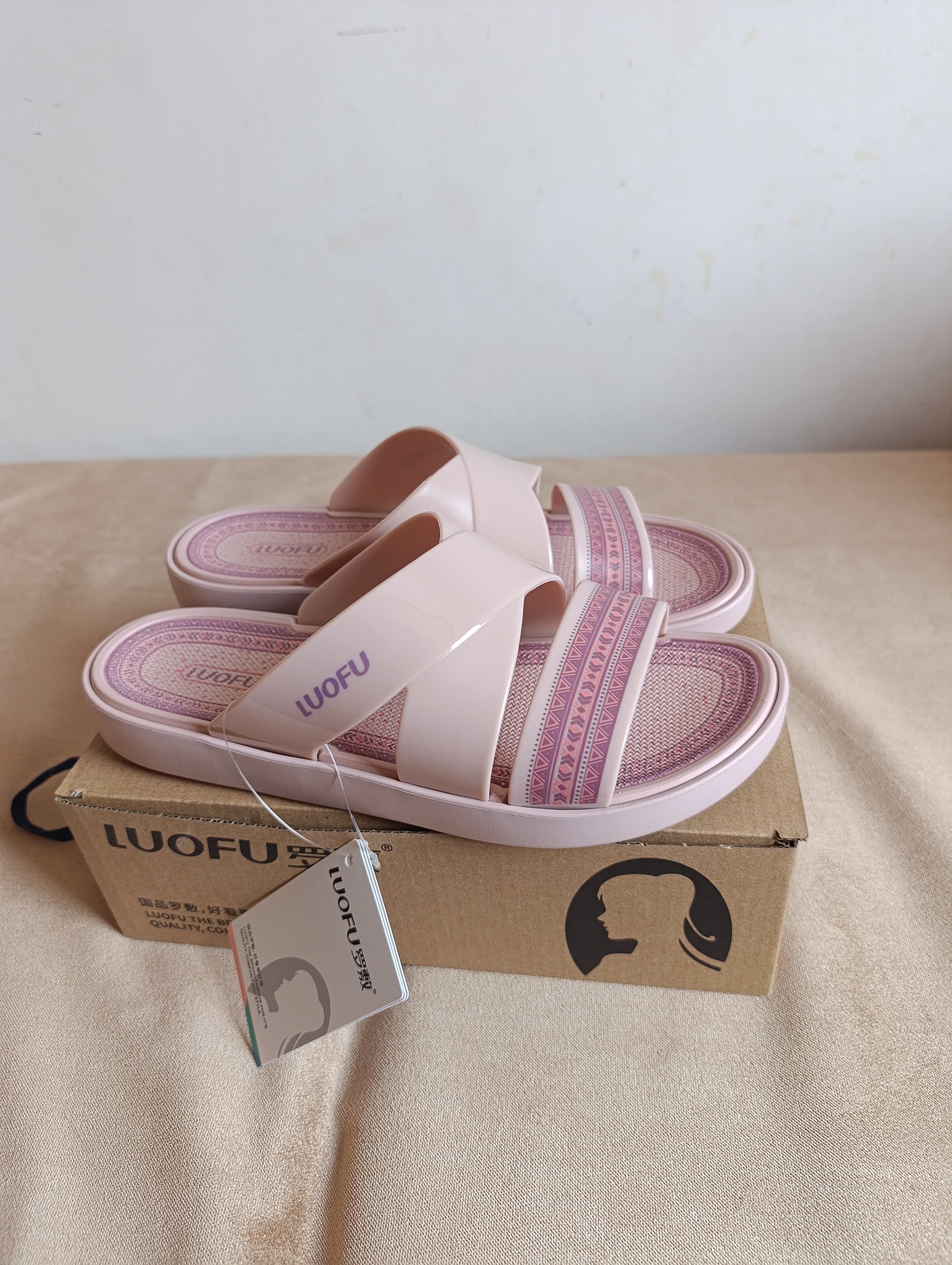 Sandales Femme LUOFU – Rose Poudré Double Bride Croisée