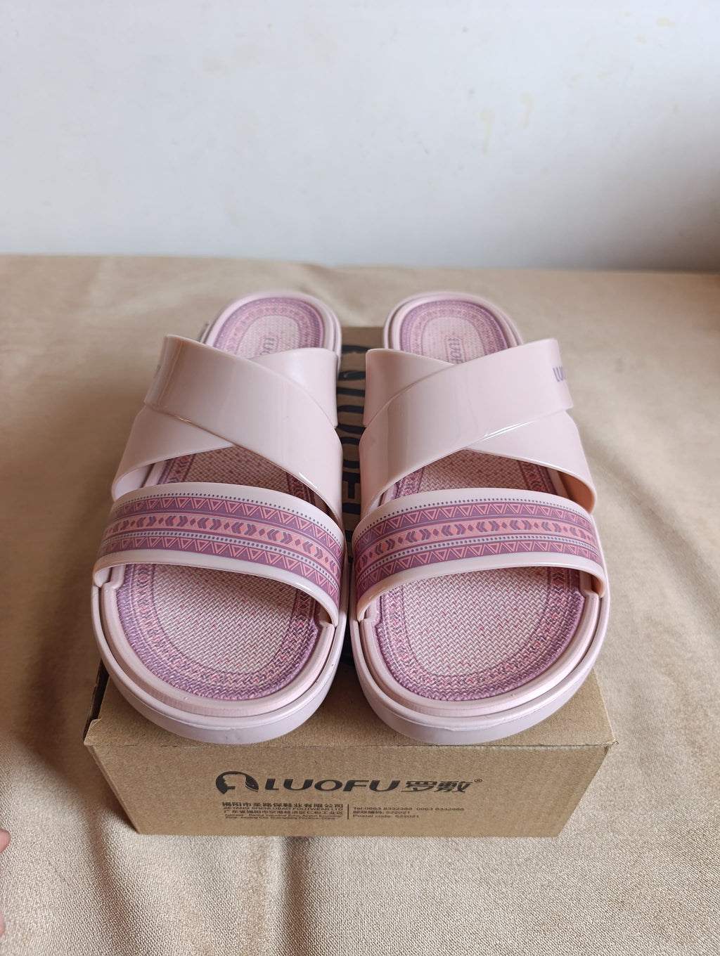 Sandales Femme LUOFU – Rose Poudré Double Bride Croisée