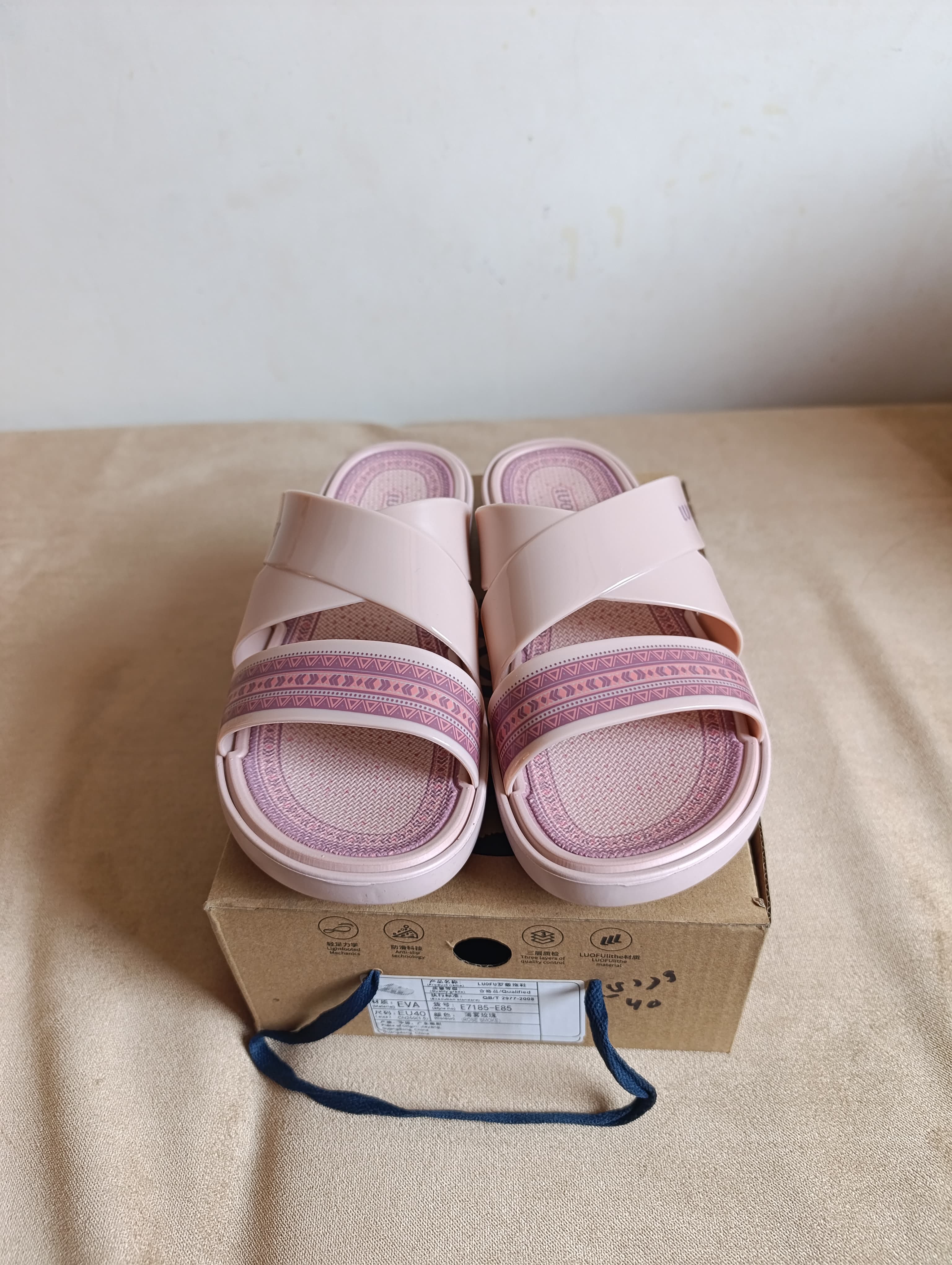 Sandales Femme LUOFU – Rose Poudré Double Bride Croisée