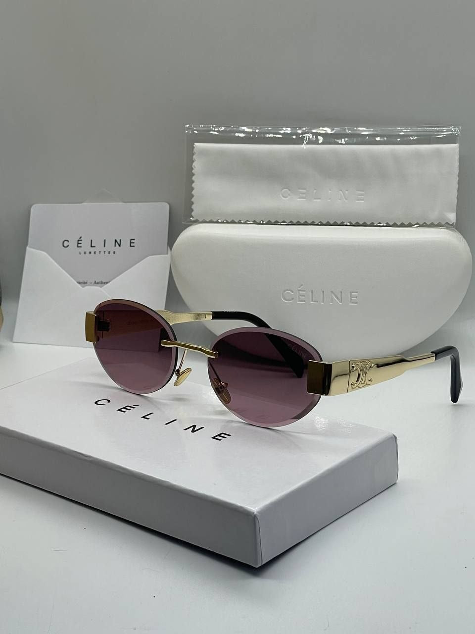 Céline Triomphe Rimless Oval Sunglasses