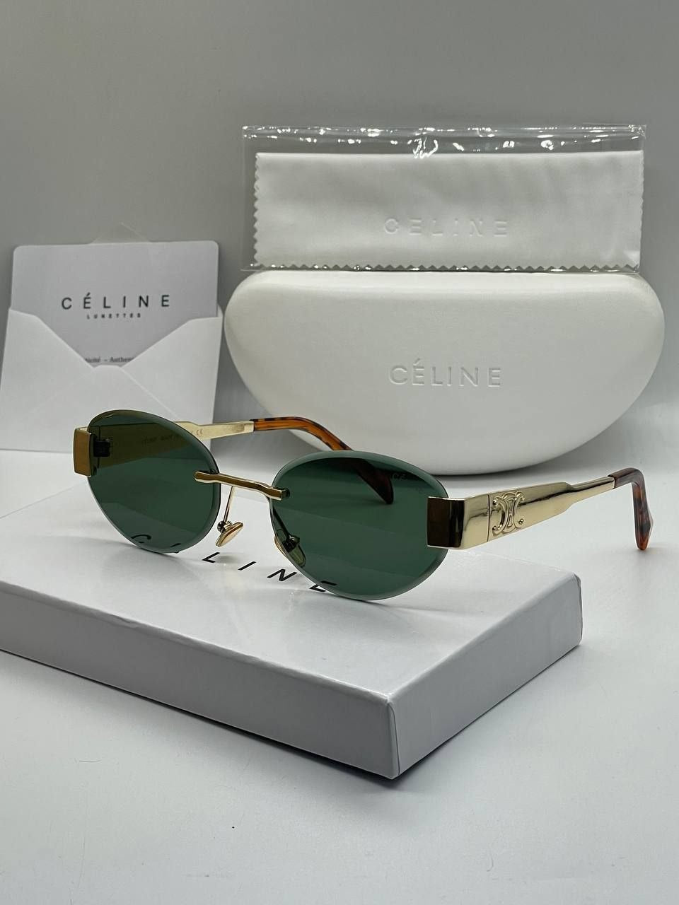 Céline Triomphe Rimless Oval Sunglasses