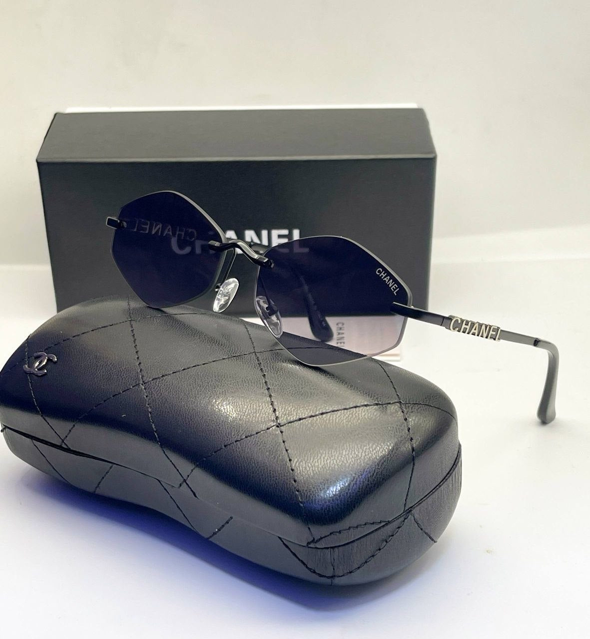 Chanel Rimless Hexagonal Sunglasses