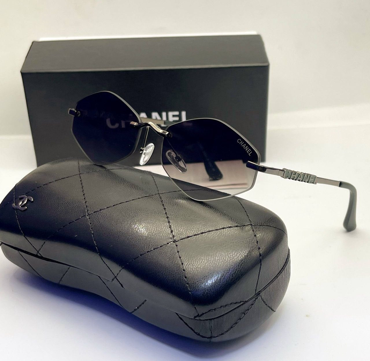 Chanel Rimless Hexagonal Sunglasses