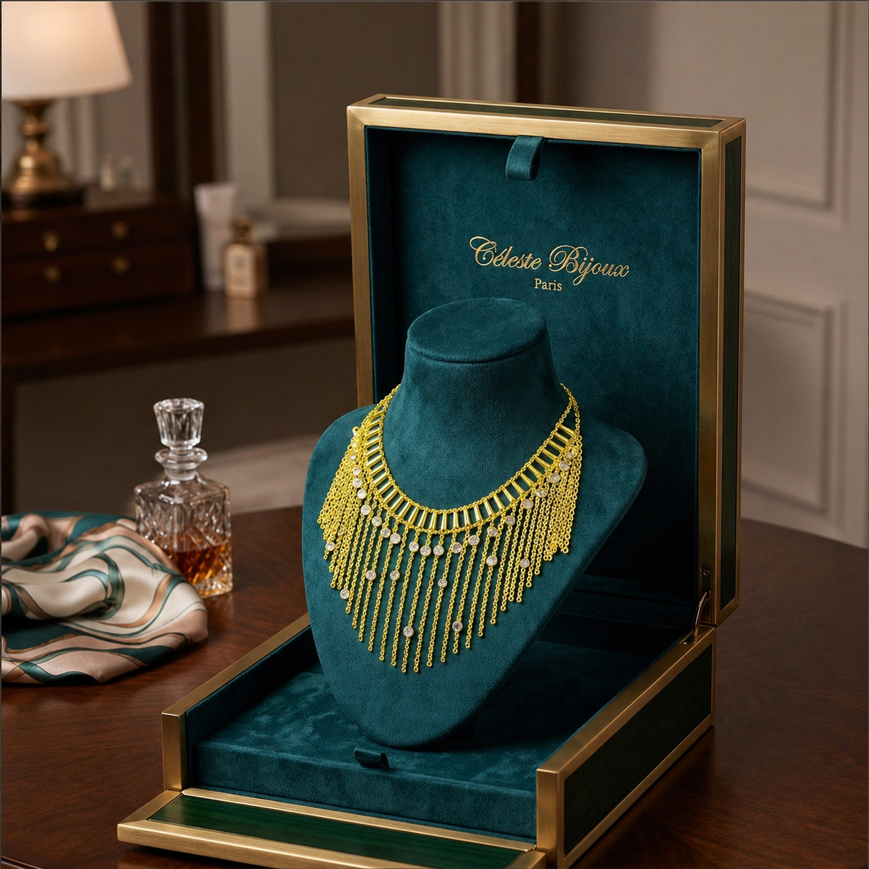 Collier Cascade Dorée (Style Or Jaune)